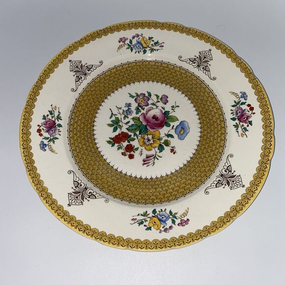 Antique Royal Cauldon Est 1774 Made in England Yellow Floral 11” Dinner Plate - Picture 3 of 12
